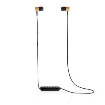 Bambusowe bezprzewodowe słuchawki douszne z logo - P329.109 - Agencja Point