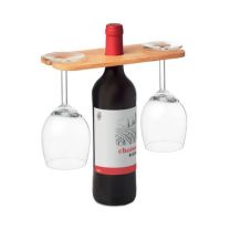 Bambusowy uchwyt na butelkę i kieliszki z nadrukiem logo - MO9735-40 - Agencja Point