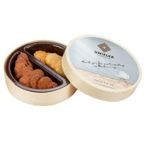 Ciasteczka maślane w drewnianym pudełku z nadrukiem logo - CIAS39 - Agencja Point