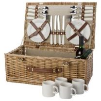 Duży wiklinowy kosz piknikowy z wyposażeniem - V8648-00 - Agencja Point