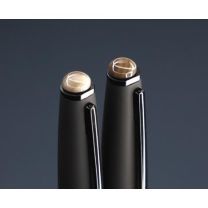 Pióro i długopis - zestaw zdobiony krzemieniem pasiastym, z nadrukiem logo - 1284036 - Agencja Point