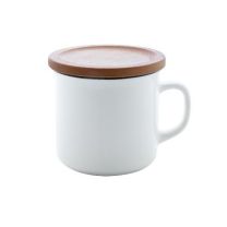 Reklamowy kubek porcelanowy 320 ml z logo, z bambusową pokrywką/podstawką - AP803416-01 - Agencja Point