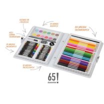 Reklamowy zestaw do kolorowania Happy Kids, przybory szkolne 65 el. - R73781 - Agencja Point