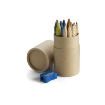 Reklamowy zestaw kredek z logo, temperówka - V6298-00 - Agencja Point